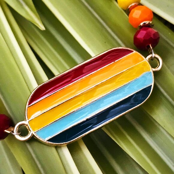 Artisan Hand Crafted Bracelet Beaded Rainbow Pride Colors - Picture 5 of 6